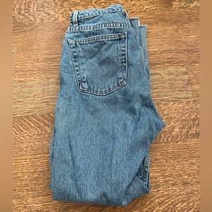 American Apparel Vintage Dark Wash Denim Jeans Frayed and Cropped